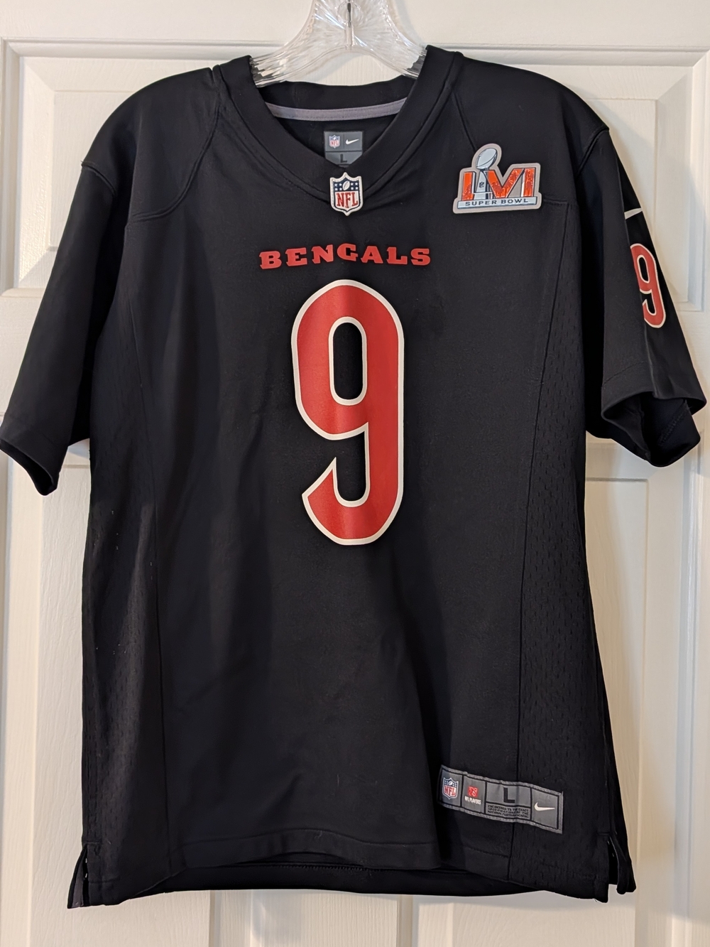 Nike Black NFL On-Field Jersey with Red NFL Shield #9 Burrow